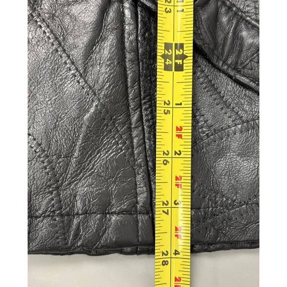 Navarre Leather Company Patchwork Piecework Coat Jacket Womens L Black Belted - Picture 14 of 16